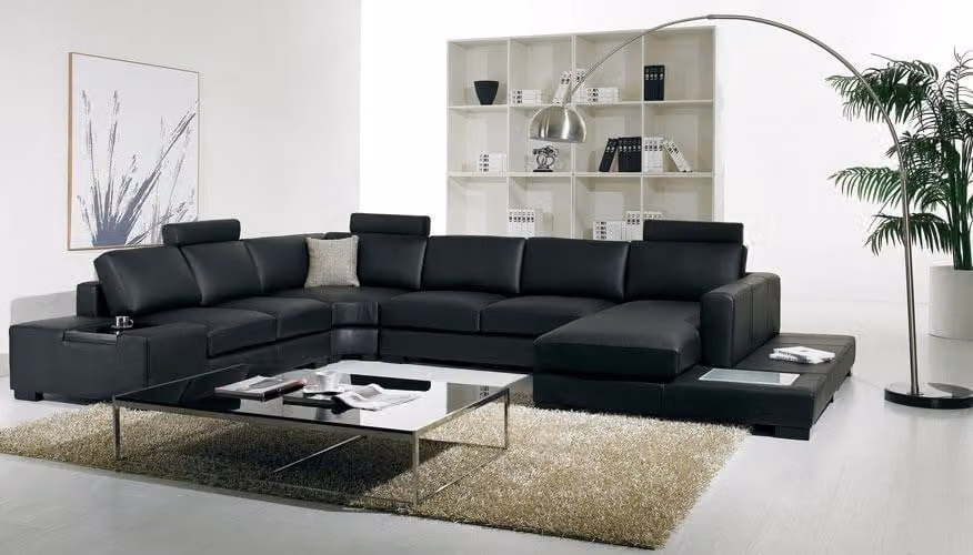 Ledersofa Designer Sofa U-Form Wohnlandschaft Couch Polster Ecksofa Garnitur