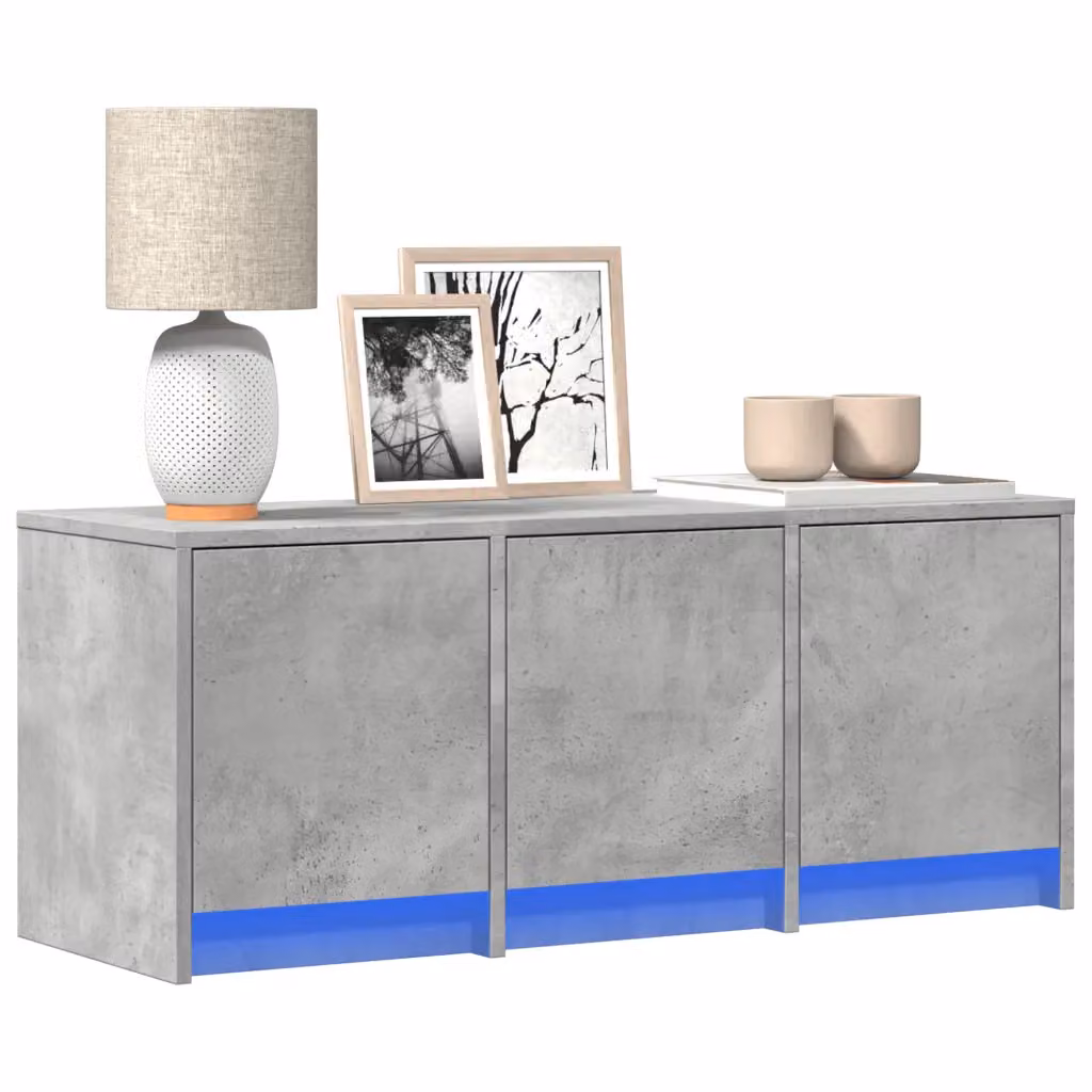 Mobile Porta TV vidaXL con Illuminazione LED Grigio, Design Moderno in MDF e Legno, L 97 cm x P 34 cm x H 40 cm