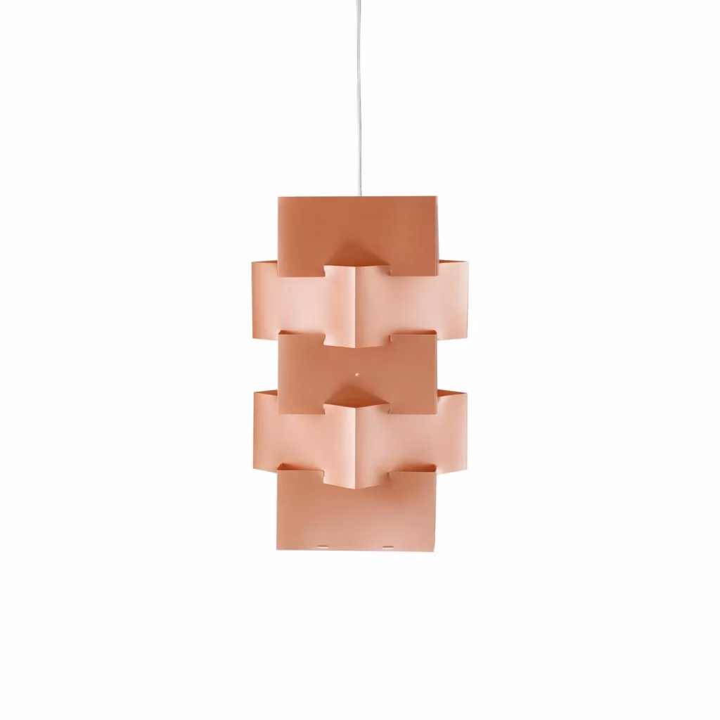 Lampada a sospensione moderna Building Polilux Linea Zero in rame e metallo cromo, 1 luce E27, H: 60 cm – 2