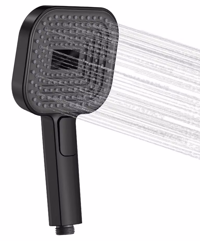 Doccia 135 mm, nera, con 3 getti, a risparmio idrico