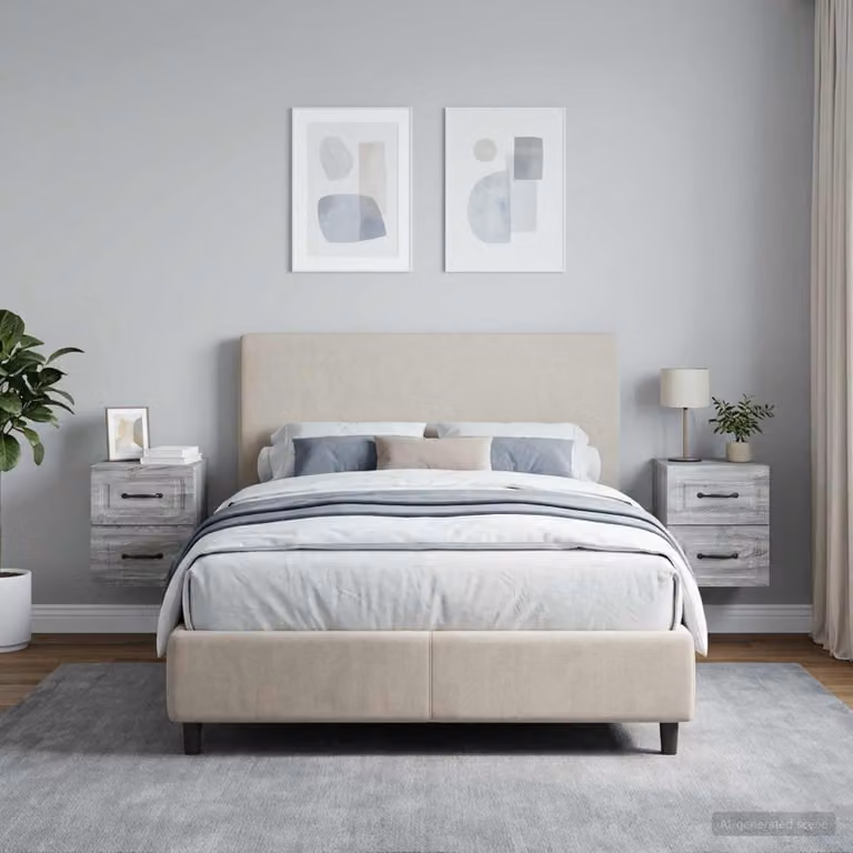 Set di 2 comodini sospesi vidaXL in stile moderno, colore Grigio Sonoma, L 34,5 cm x P 33 cm x H 40 cm