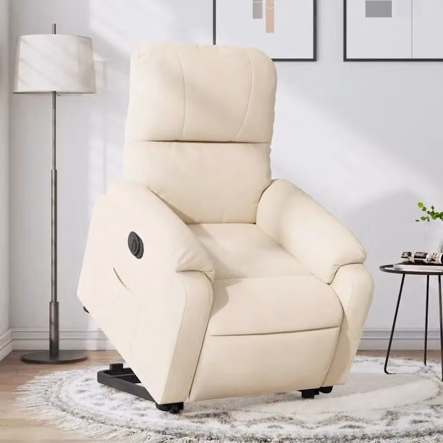 Poltrona Alzapersona Reclinabile Elettrica vidaXL in Microfibra Beige con Braccioli