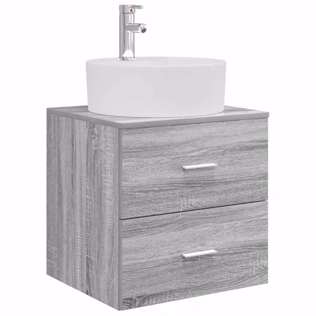 Mobile Lavabo da Parete Moderno vidaXL Grigio con Cassetti e Ante L/P/H: 49,5 x 44,5 x 65 cm – 2