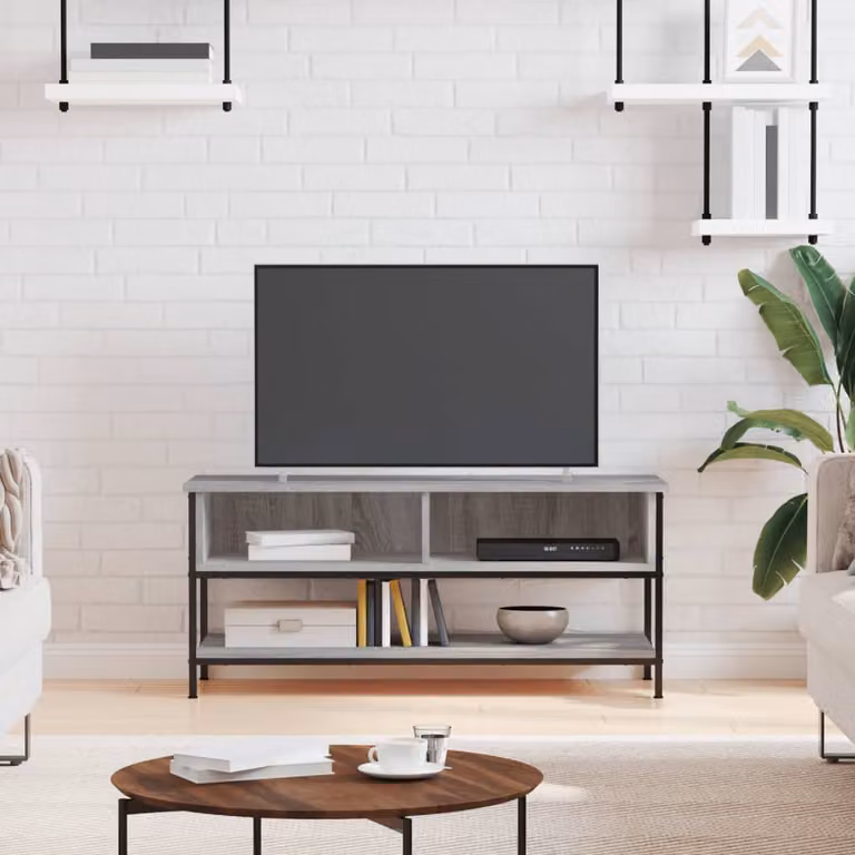 vidaXL Mobile Porta TV in Stile Industriale Grigio, L 100 x P 35 x H 45 cm, in Legno e Metallo