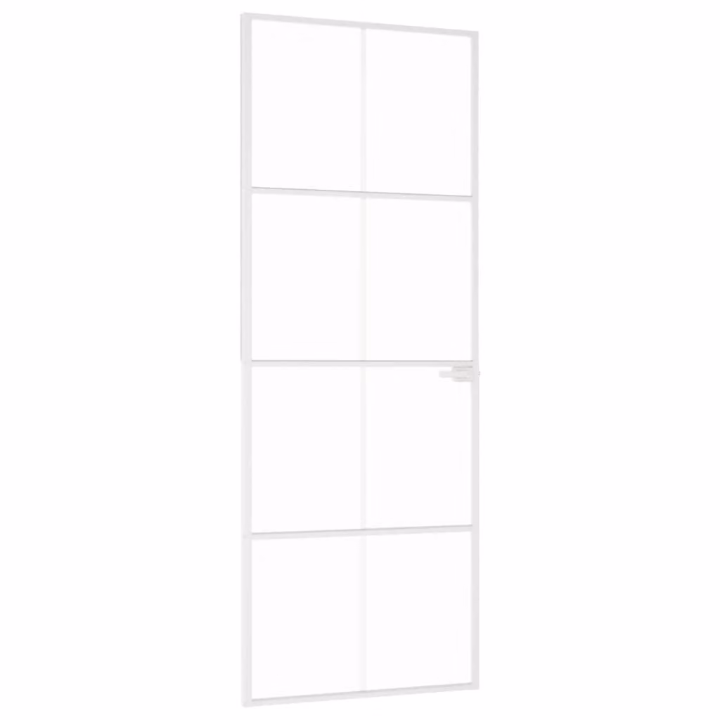 Porta Interna Bianca 76x201,5 cm Vetro Temperato Alluminio Slim