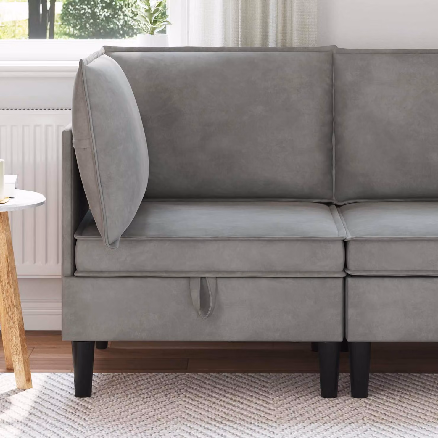 Divano moderno con contenitore vidaXL in velluto grigio chiaro