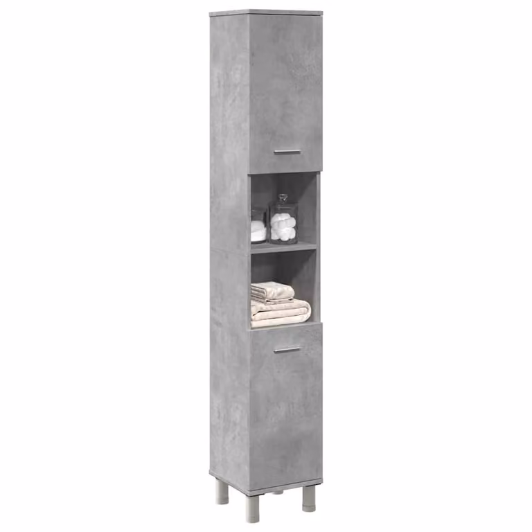 Mobile da bagno moderno vidaXL in legno multistrato e MDF, colore grigio, L: 30 cm, P: 30 cm, H: 179 cm