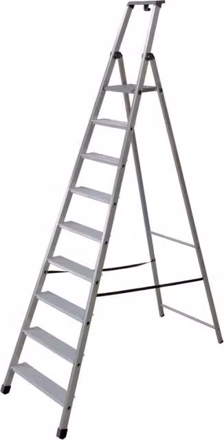Scala a pioli in alluminio e acciaio Facal Maxi 110 con 7 gradini, colore argento