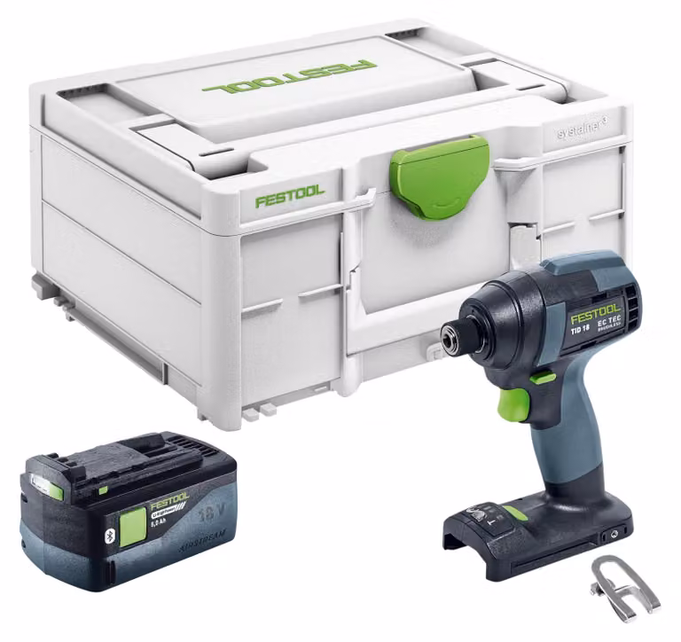 Festool TID 18-Basic avvitatore a impulsi a batteria 18 V 180 Nm 1/4" + 1x batteria ricaricabile 5,0 Ah + systainer - senza caricatore