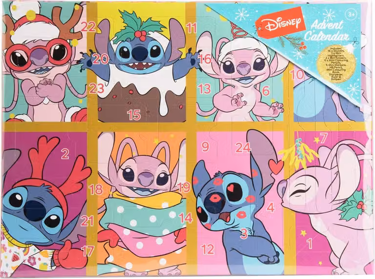 Calendario dell'Avvento Stitch con 24 materiali per lavoretti creativi per bambini