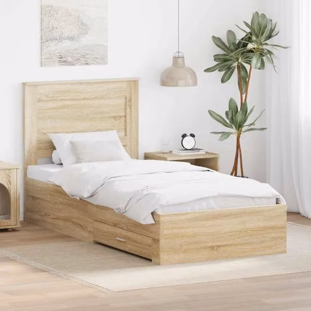 Struttura del letto-Giroletto Rovere Sonoma e Argento 75 x 190 cm 336680