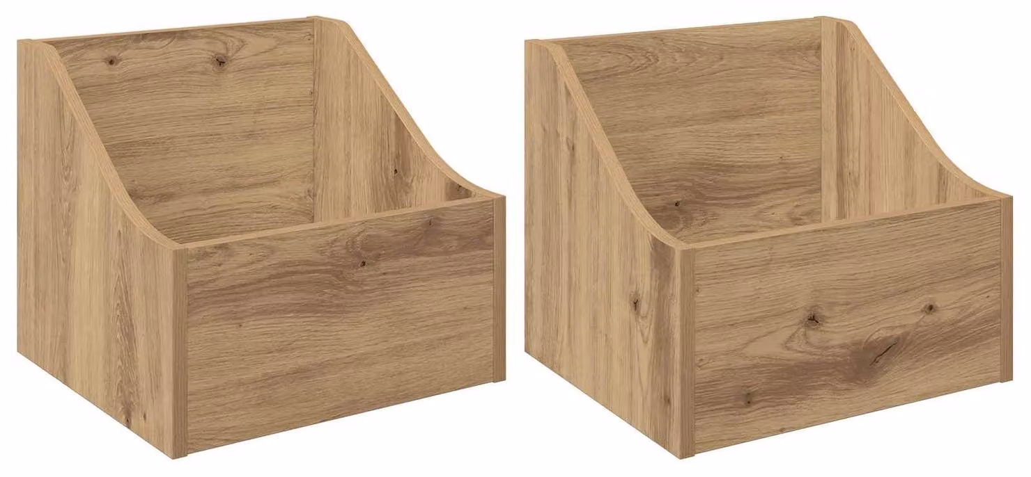 Scatola per dischi in vinile, 2 pezzi, legno effetto rovere artigianale, 37 x 33 x 32 cm