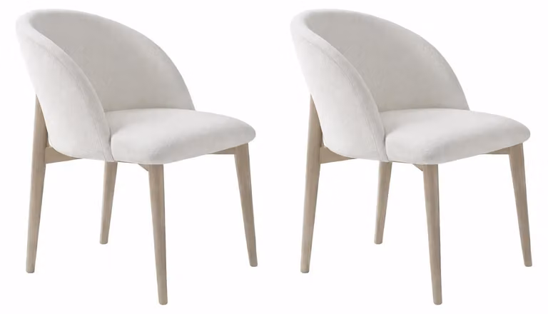 Set di sedie bianche, composto da due sedie imbottite, ideale per la sala da pranzo o come sedia da cucina