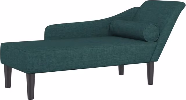 Chaise Longue Moderna con Cuscini in Tessuto Verde e Struttura in Legno Trattato CFW4647451