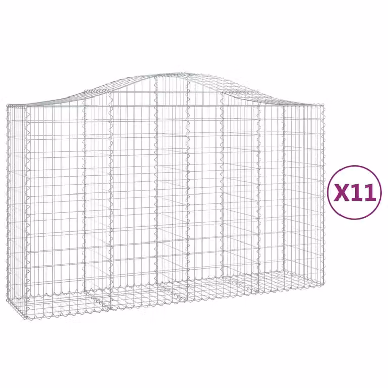 Cesti Gabbioni ad Arco 11 pz 200x50x120/140 cm Ferro Zincato