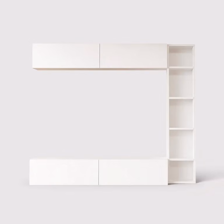 Kadab - Parete attrezzata bianca con 3 mobili modulari