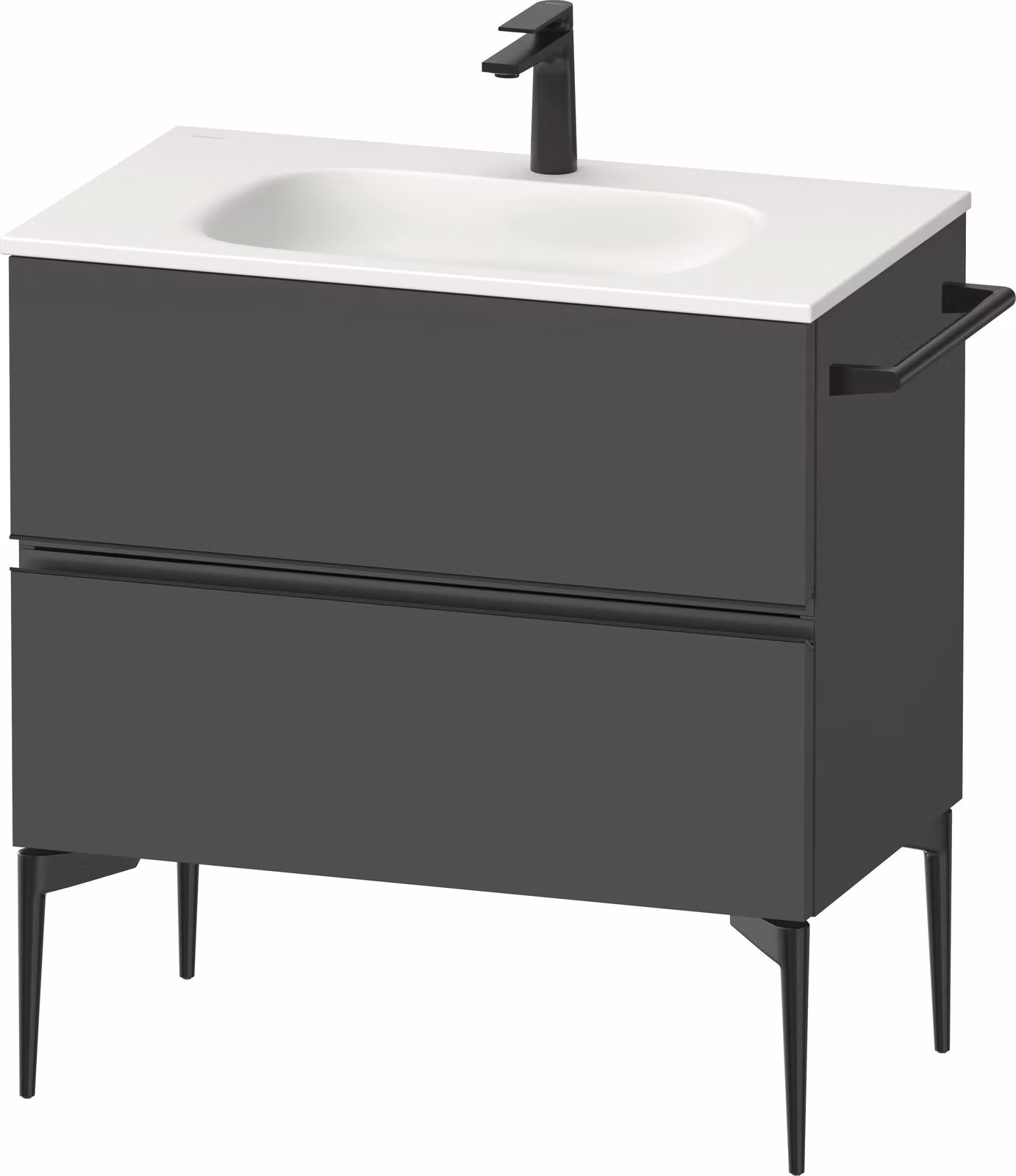 Duravit Sivida Meuble sous-lavabo, 2 tiroirs, poignée encastrée noir diamant mat, 810x477x592mm, pour Sivida, SV46510BD490000, SV46510BD490000
