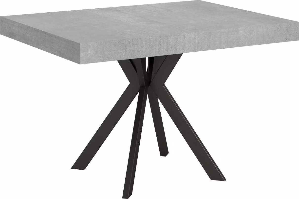 ITYHOME - Tavolo allungabile 120/204x80 cm Dolcezza cemento gambe antracite