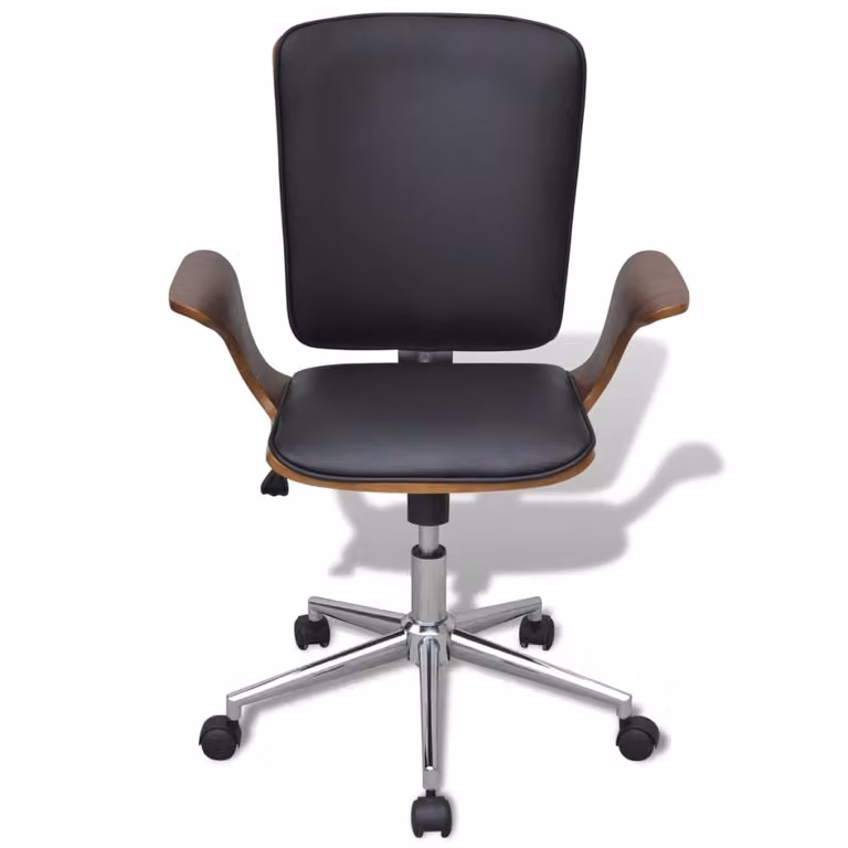 Sedia da Ufficio Girevole in Legno Curvato e Pelle finta