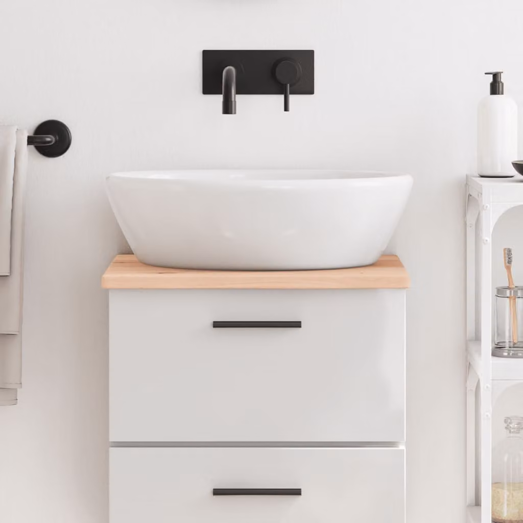 Piano da bagno vidaXL in legno massello non trattato, colore marrone, L 40 cm x P 40 cm x H 2 cm