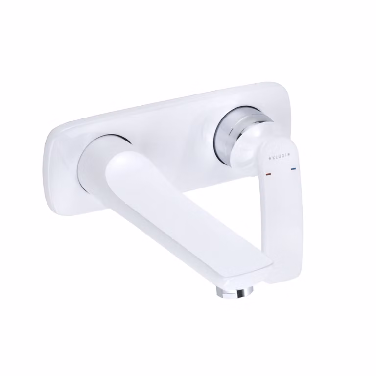 KLUDI BALANCE Mitigeur monocommandé mural encastré pour lavabo à deux trous, saillie du bec mural 185mm, 522469175, 522469175