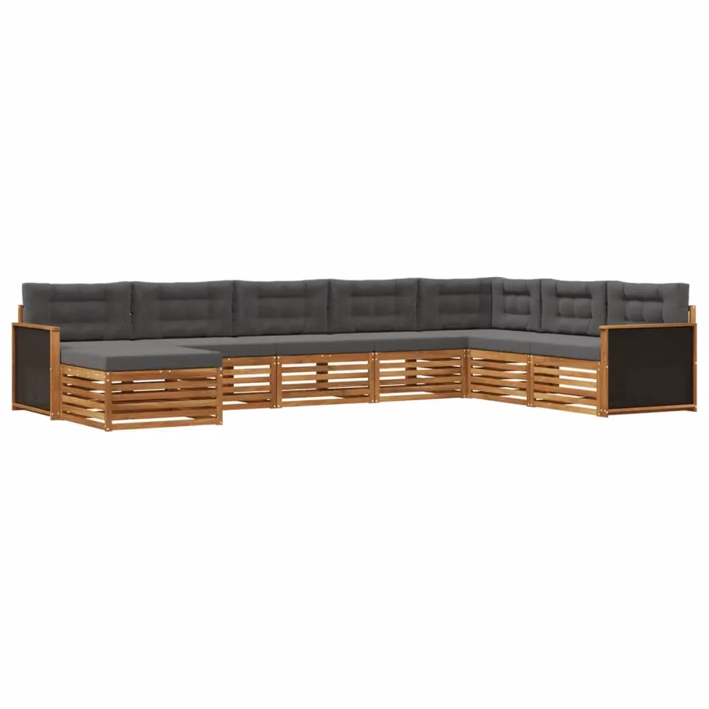 Set di divani da esterno a L vidaXL in legno di acacia con cuscini, 8 pezzi, Beige e Antracite – 2