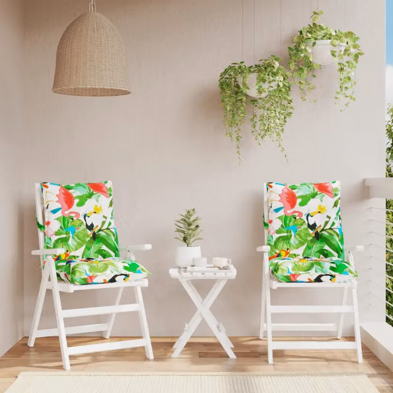 Set di 2 cuscini per sedia con schienale basso vidaXL multicolore in tessuto Oxford impermeabile e traspirante