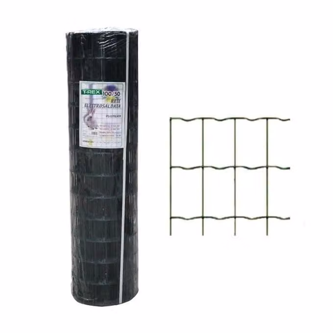 Rete elettrosaldata T-rex 04287 zincata e plastificata verde, maglia 100x50 mm, filo 2.50 mm, Altezza: 200 cm, Rotolo 25 m – 2