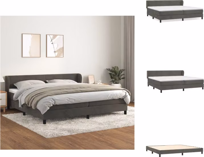 vidaXL Letto a molle con materasso grigio scuro 200x200 cm in velluto - Letti e strutture letto