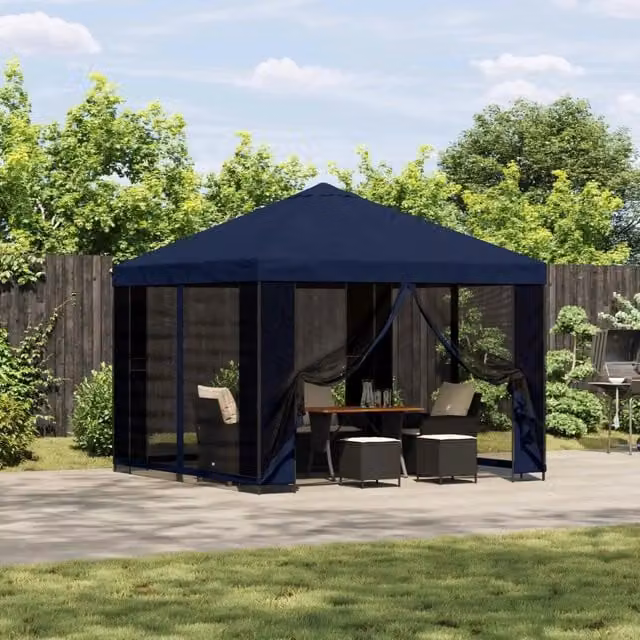 Gazebo 3 x 3 m Blu Poliestere e Acciaio 190 gsm 900355