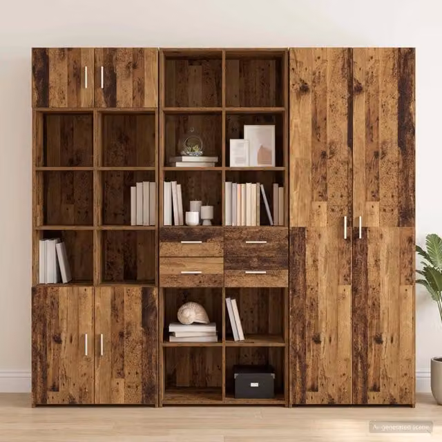 Libreria minimalista vidaXL in legno marrone con pannello posteriore L/P/H: 30 x 42.4 x 185.2 cm