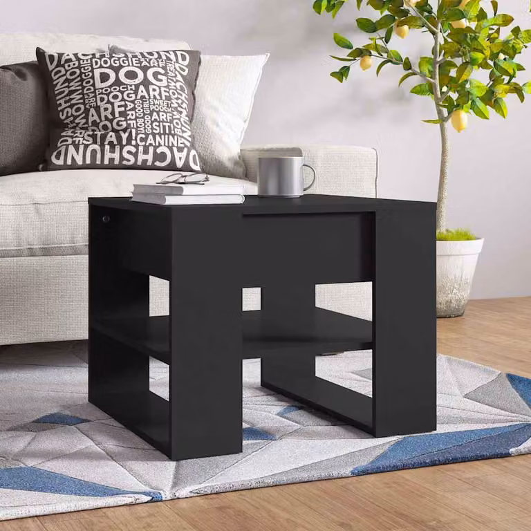 vidaXL Tavolino da Salotto Moderno Nero in Legno e MDF L/P/H: 55,5 x 55,5 x 45 cm