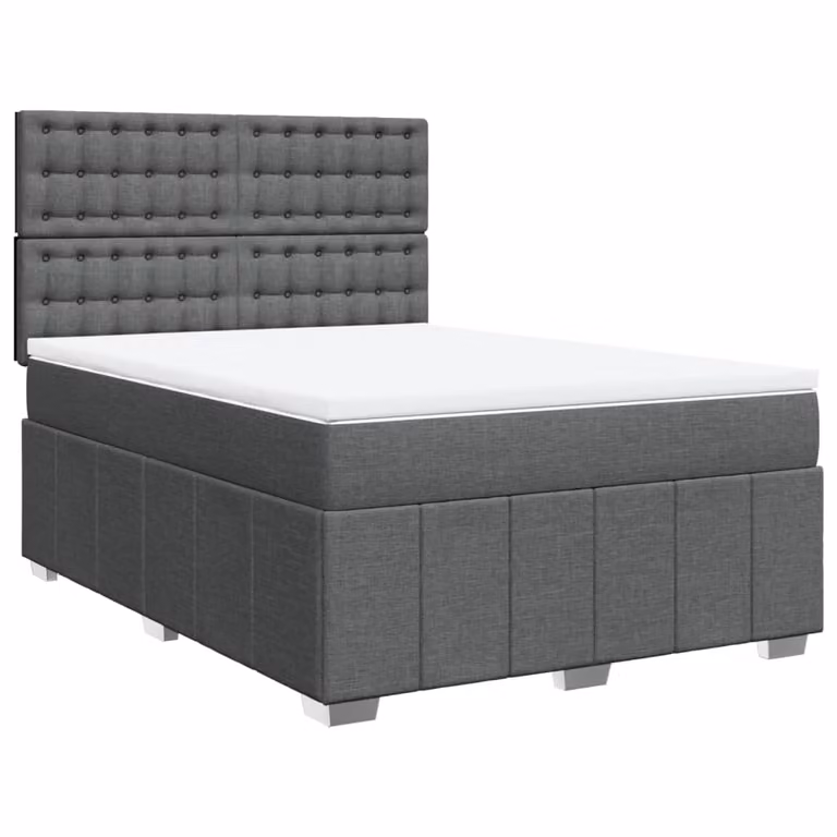 Giroletto a Molle con Materasso Grigio Scuro 140x200cm Tessuto