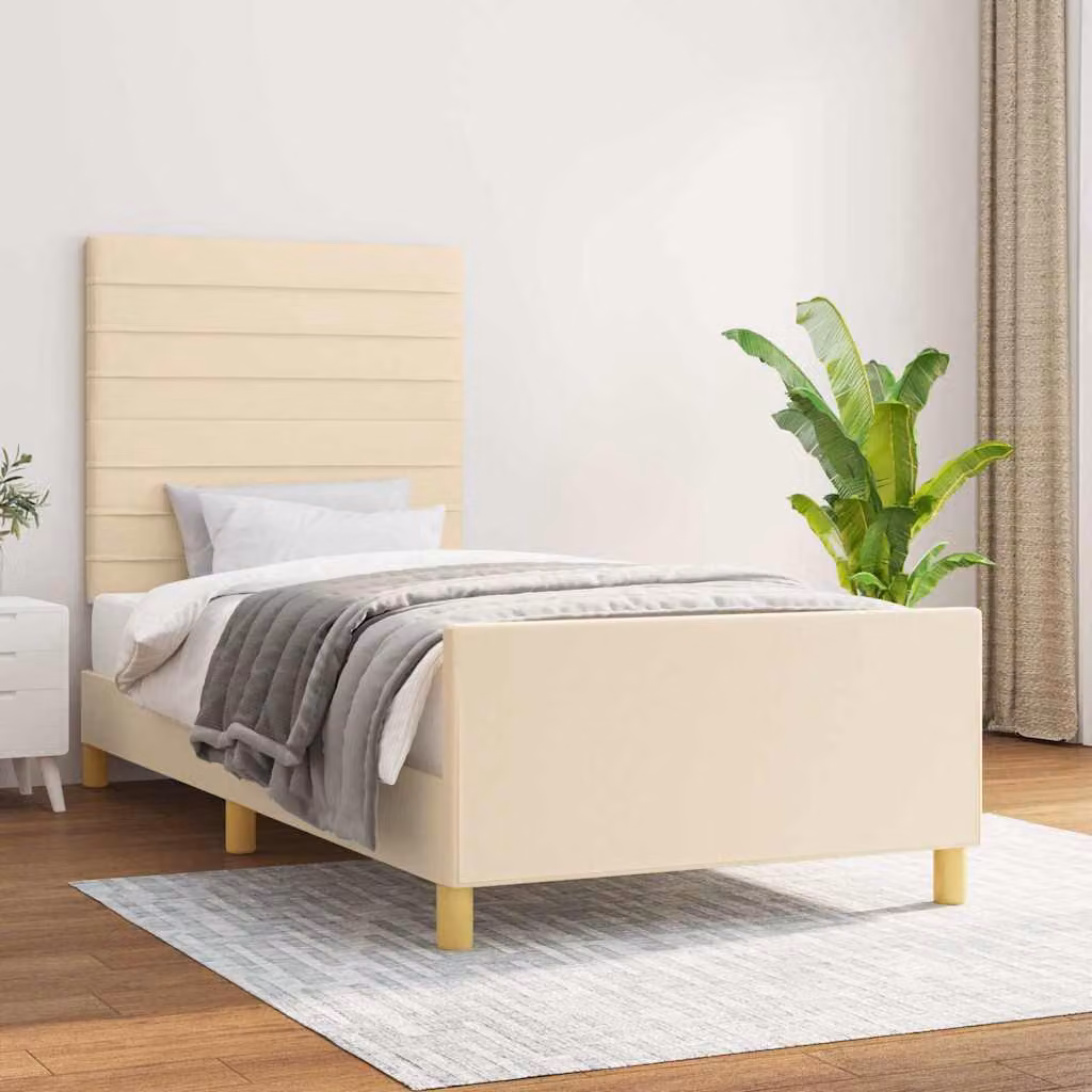 Giroletto vidaXL in legno di larice e tessuto beige senza materasso L 90 cm x P 200 cm