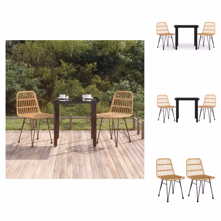 vidaXL Set da pranzo da giardino 3 pezzi in rattan - Set di mobili da giardino