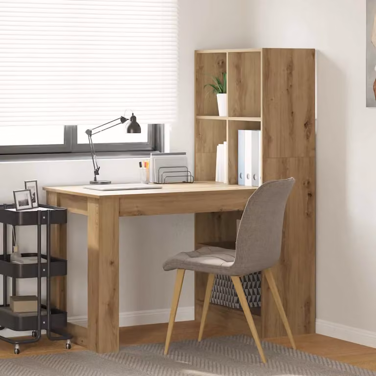 Scrivania moderna vidaXL in legno rovere color marrone L: 145 cm, P: 75 cm, H: 75 cm