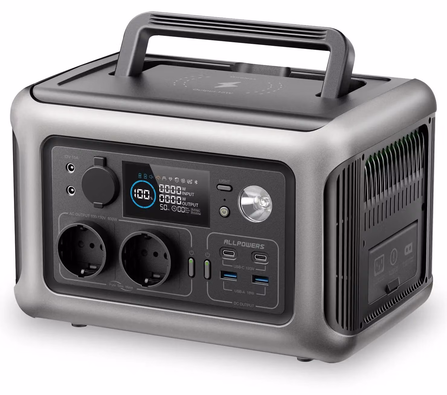 Capacità di 299 Wh, uscita CA da 600 W, ricarica wireless, solo R600, UE