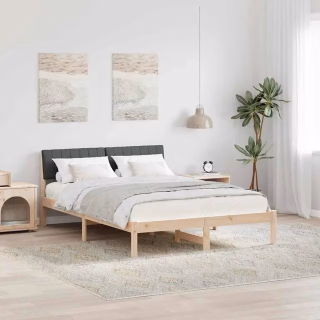 Struttura del letto-Giroletto marrone e grigio scuro 135 x 190 cm 497846