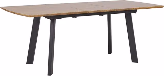 Tavolo da Pranzo Allungabile Piano in Legno Scuro e Gambe in Metallo Nero 160/200 cm