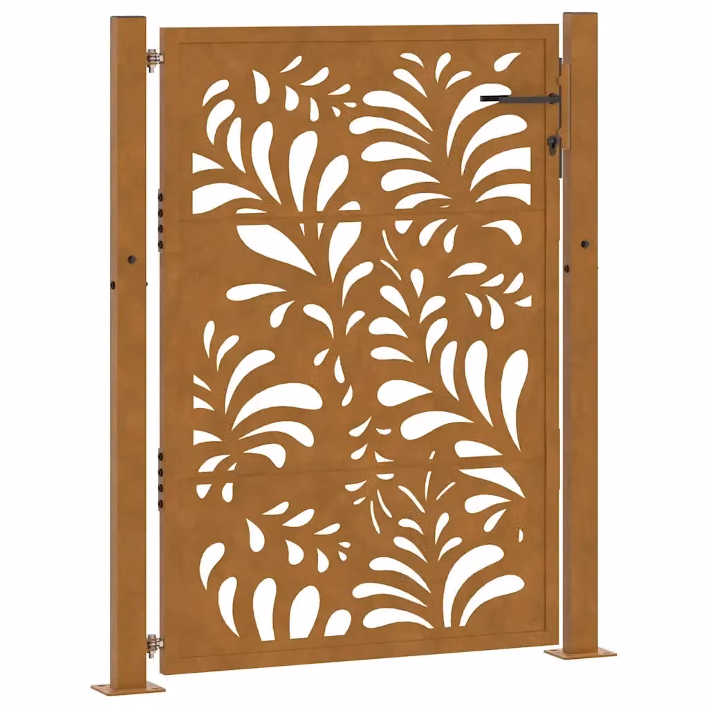 Cancello singolo da giardino vidaXL in acciaio color marrone con design ondulato L: 110 cm, H: 130 cm – 2