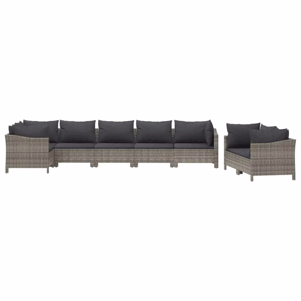 Set da giardino Outsunny a forma di L composto da 8 pezzi in resina intrecciata grigia con cuscini in schiuma e struttura in acciaio verniciato a polvere – 2