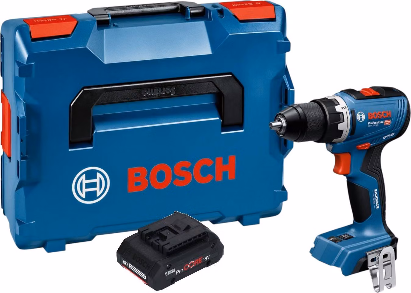 Trapano avvitatore a batteria Bosch GSR 18V-65 Professional 18 V 63 Nm Brushless + 1 batteria ProCORE da 4,0 Ah + L-Boxx - senza caricabatterie