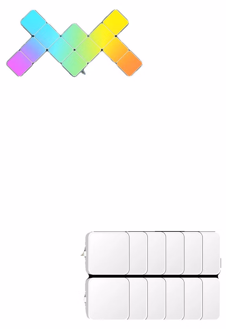 Lampada a LED da parete, illuminazione ambientale RGB, funzione di sincronizzazione musicale, set di 12 pezzi "QuadratLicht"
