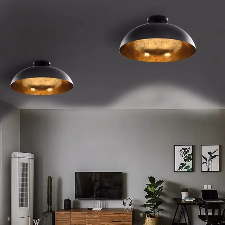 The Living Store Plafoniere 2 pezzi nero e oro semisferiche E27
