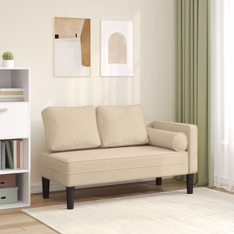Maison Exclusive - Divano a due posti con cuscini, rivestito in tessuto color crema