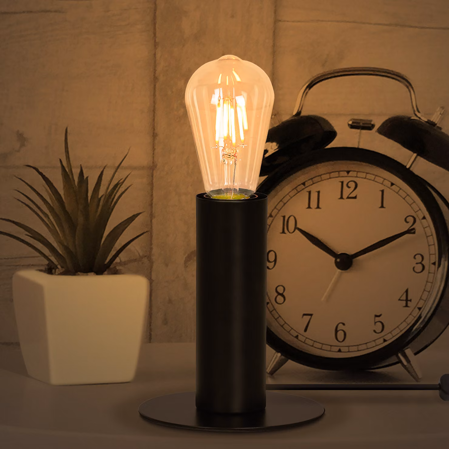 ZMH lampada da comodino vintage E27: lampada da tavolo nera MAX.40W con spina incl. interruttore lampada da comodino industriale retro lampada da notte per camera da letto soggiorno - senza lampadina