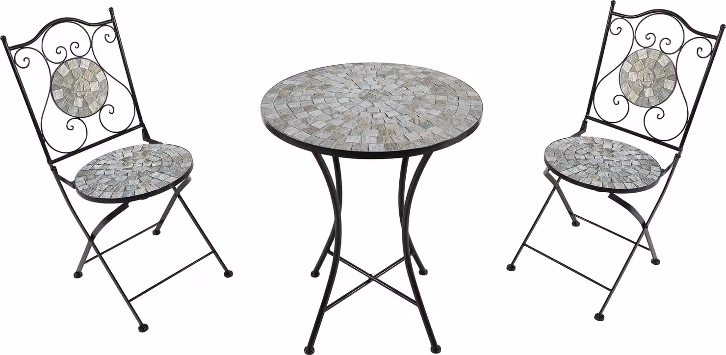 AXI Amélie Set Bistrot da Balcone, 2 Sedie 1 Tavolo, Set Bistrò Veranda Beige Sabbia - Set Bistro da Giardino, Tavolo Bistro a Mosaico per Giardino/Balcone/Terrazza