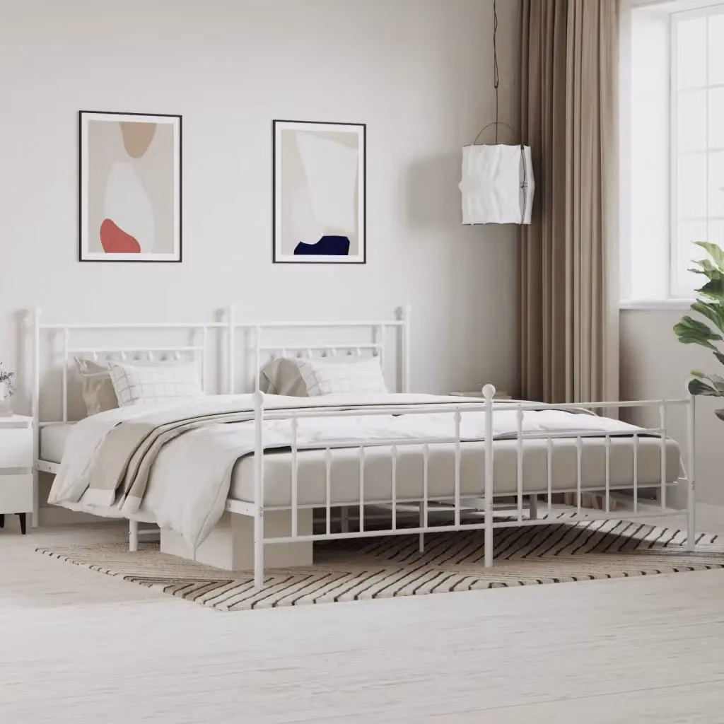 Letto matrimoniale DESIGN IN con testiera e pediera in metallo bianco L/P: 200 x 200 cm – 2