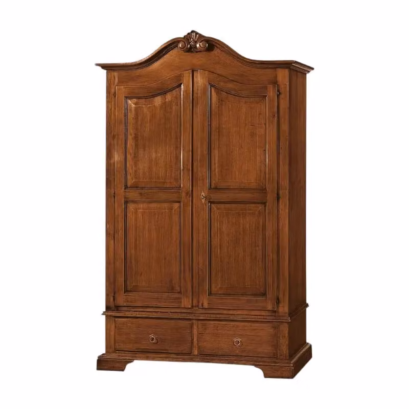 Armadio 2 porte con 2 cassetti in legno stile arte povera Mobili 2G colore marrone L/P/H: 122 x 60 x 204 cm – 2