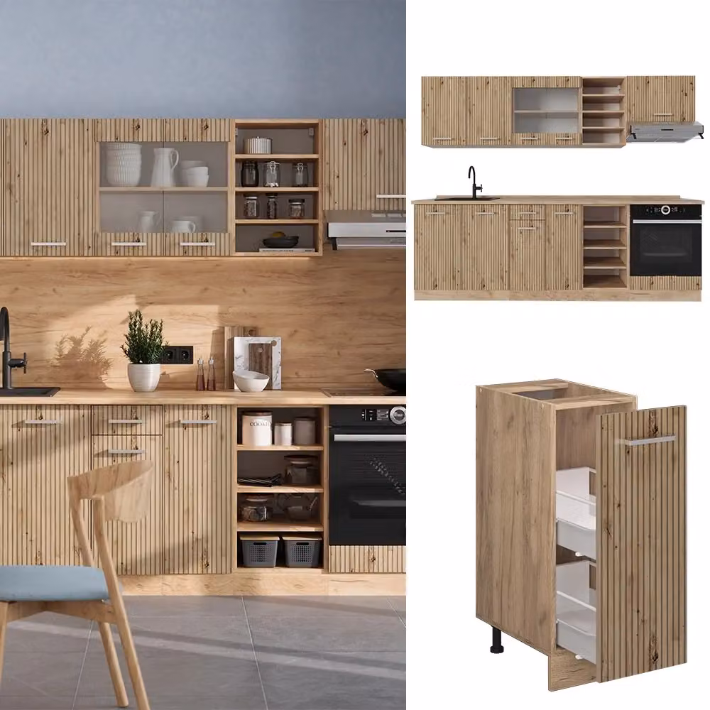 Cucina componibile moderna R-Line Vicco in rovere, L: 240 cm – 2